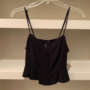 Black Corset Peplum Crop Top